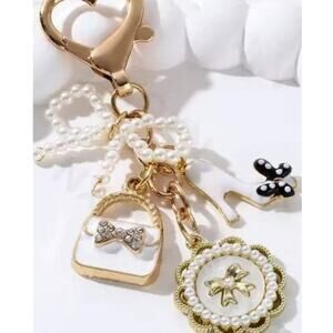 Pearl Bow, Heel and Handbag Purse Charm